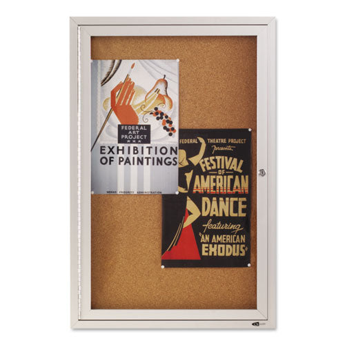 Enclosed Indoor Cork Bulletin Board With One Hinged Door, 24