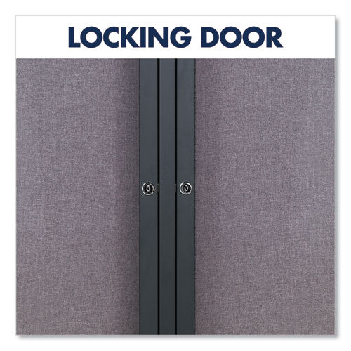 Enclosed Indoor Fabric Bulletin Board With Two Hinged Doors, 48