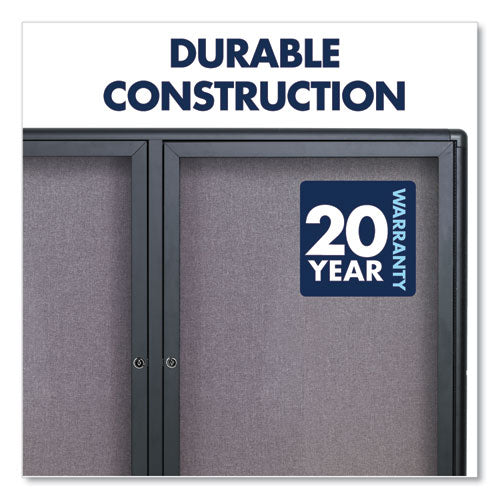 Enclosed Indoor Fabric Bulletin Board With Two Hinged Doors, 48