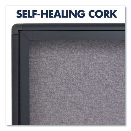 Enclosed Indoor Fabric Bulletin Board With Two Hinged Doors, 48