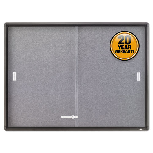 Enclosed Indoor Cork/fabric Bulletin Board With 2 Sliding Glass Doors, 48