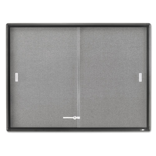 Enclosed Indoor Cork/fabric Bulletin Board With 2 Sliding Glass Doors, 48