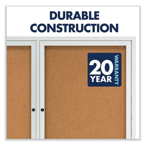 Enclosed Indoor Cork Bulletin Board With Two Hinged Doors, 48
