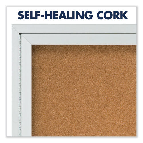 Enclosed Indoor Cork Bulletin Board With Two Hinged Doors, 48
