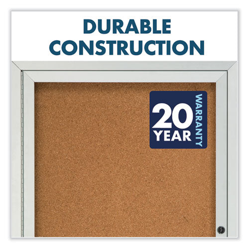 Enclosed Indoor Cork Bulletin Board With Three Hinged Doors, 72