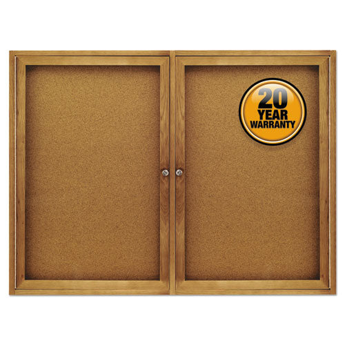 Enclosed Indoor Cork Bulletin Board With Three Hinged Doors, 72