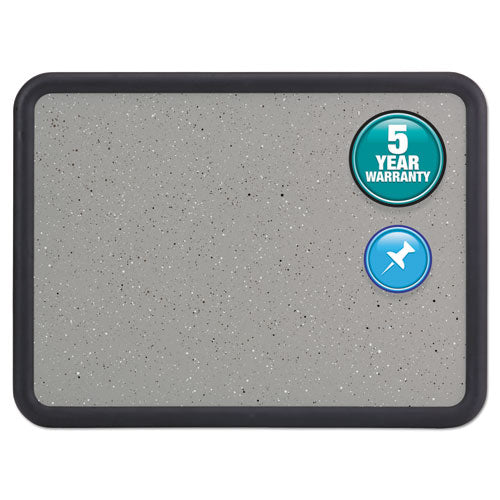 Contour Granite Board, 36" X 24", Granite Gray Surface, Black Plastic Frame