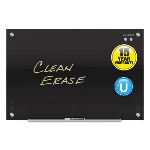 Infinity Magnetic Glass Marker Board, 36" X 24", Black Surface