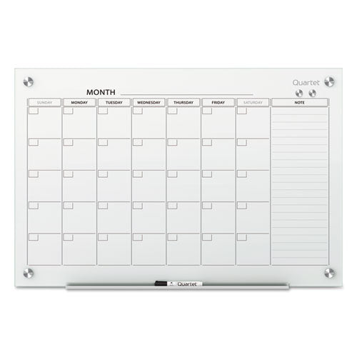 Infinity Magnetic Glass Calendar Board, Monthly Planning/scheduling, 48" X 36", White Surface