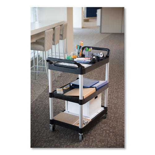 Three-shelf Service Cart, Plastic, 3 Shelves, 200 Lb Capacity, 18.63