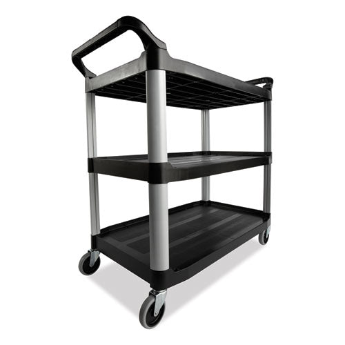 Three-shelf Service Cart, Plastic, 3 Shelves, 200 Lb Capacity, 18.63