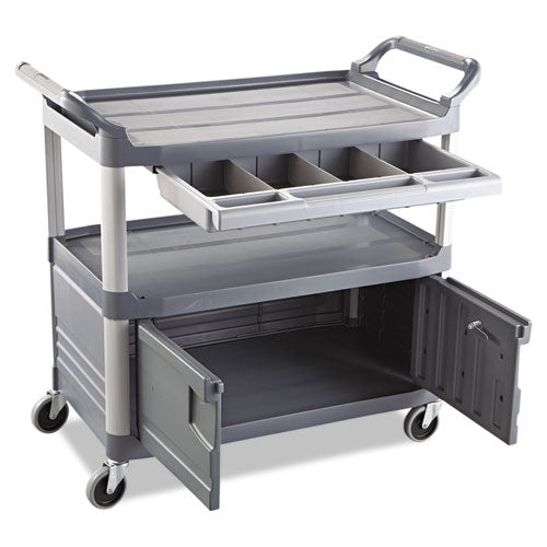 Xtra Instrument Cart With Locking Storage Area, Plastic, 3 Shelves, 300 Lb Capacity, 20