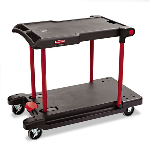 Convertible Utility Cart, Plastic, 2 Shelves, 400 Lb Capacity, 23.88
