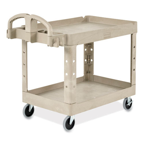 Brute Heavy-duty Utility Cart With Lipped Shelves, Plastic, 2 Shelves, 500 Lb Capacity, 25.9