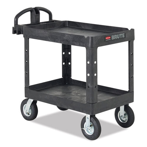 Brute Heavy-duty Utility Cart With Lipped Shelves, Plastic, 2 Shelves, 500 Lb Capacity, 25.9