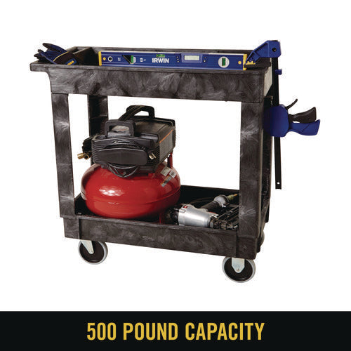 Service/utility Carts, Plastic, 2 Shelves, 500 Lb Capacity, 34.13