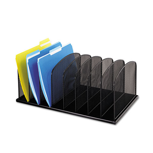 Onyx Mesh Desk Organizer With Upright Sections, 8 Sections, Letter To Legal Size Files, 19.5