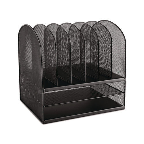 Onyx Mesh Desk Organizer With Two Horizontal And Six Upright Sections, Letter Size Files, 13.25