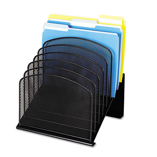 Onyx Mesh Desk Organizer With Tiered Sections, 8 Sections, Letter To Legal Size Files, 11.75