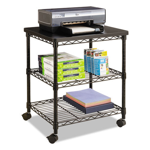 Desk Side Wire Machine Stand, Metal, 3 Shelves, 200 Lb Capacity, 24