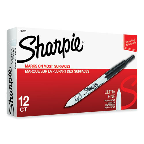 Retractable Permanent Marker, Extra-fine Needle Tip, Black