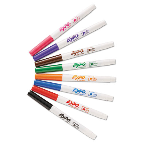 Low-odor Dry-erase Marker, Extra-fine Bullet Tip, Assorted Colors, 8/set