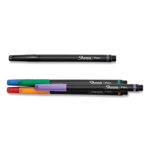 Water-resistant Ink Porous Point Pen, Stick, Fine 0.4 Mm, Assorted Ink And Barrel Colors, 6/pack