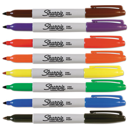 Fine Tip Permanent Marker, Fine Bullet Tip, Assorted Colors, 8/set