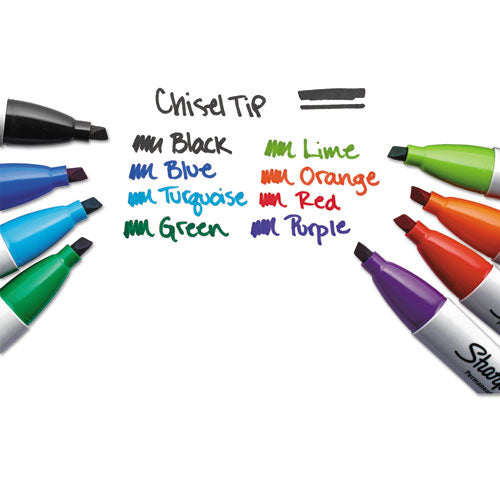 Chisel Tip Permanent Marker, Medium Chisel Tip, Assorted Colors, 8/set