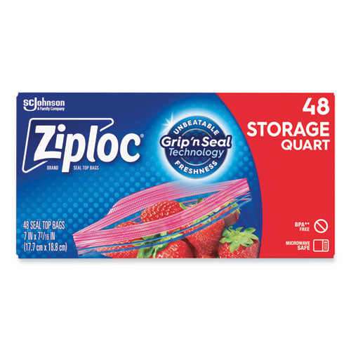 Double Zipper Storage Bags, Triple System Seal, Quart, 9.63