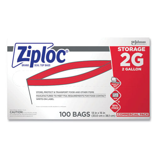 Double Zipper Storage Bags, 2 Gallon, 15" X 13", Clear, 100/carton