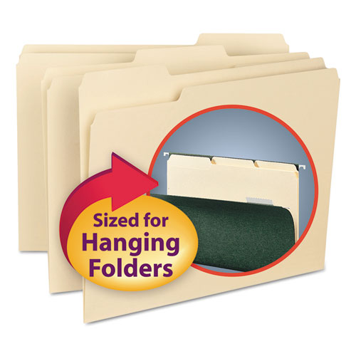 Interior File Folders, 1/3-cut Tabs: Assorted, Letter Size, 0.75