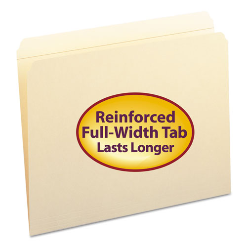 Reinforced Tab Manila File Folders, Straight Tabs, Letter Size, 0.75