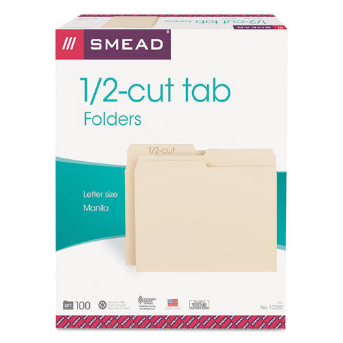 Manila File Folders, 1/2-cut Tabs: Assorted, Letter Size, 0.75