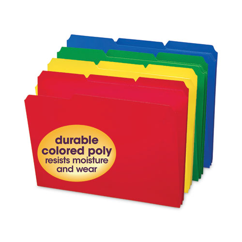 Top Tab Poly Colored File Folders, 1/3-cut Tabs: Assorted, Letter Size, 0.75