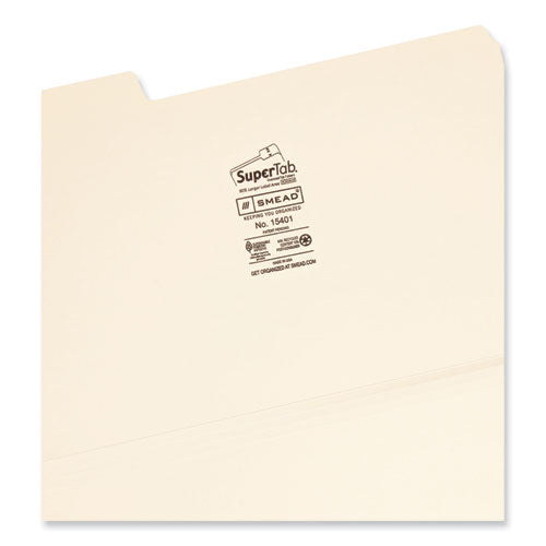 Supertab Top Tab File Folders, 1/3-cut Tabs: Assorted, Legal Size, 0.75