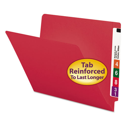 Shelf-master Reinforced End Tab Colored Folders, Straight Tabs, Letter Size, 0.75