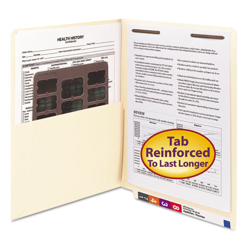 Heavyweight End Tab Fastener Folders, Interior Front-cover Pocket, 0.75