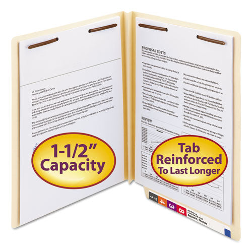 End Tab W-fold Fastener Folders With Reinforced Tabs, 1.5