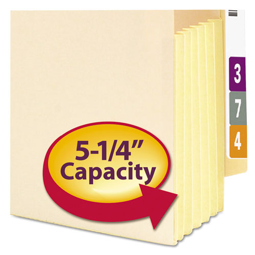 Manila End Tab File Pockets With Tear Resistant Gussets, 5.25