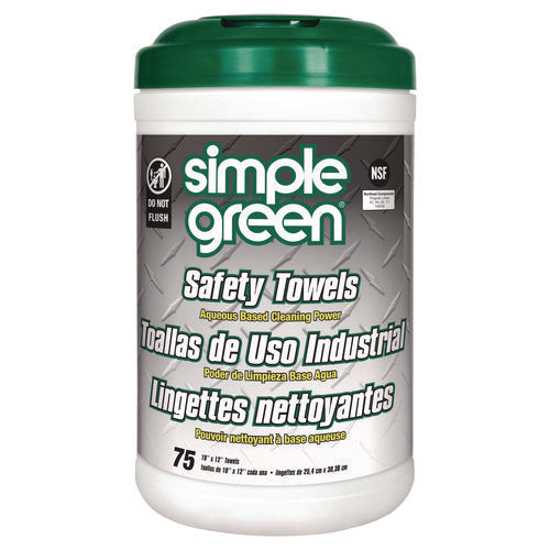 Safety Towels, 1-ply, 10 X 11.75, White, Unscented, 75/canister, 6 Canisters/carton