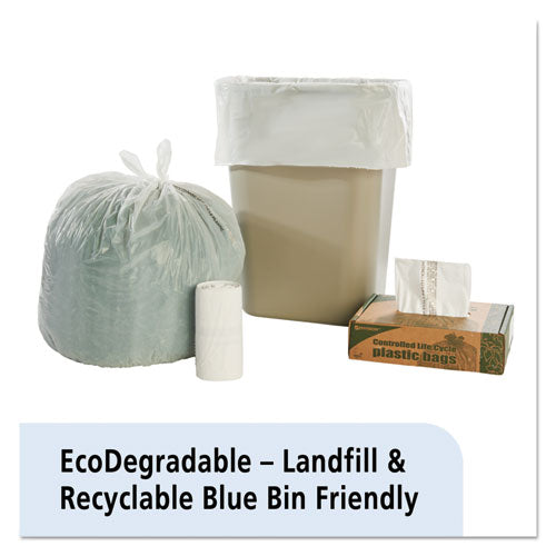 Controlled Life-cycle Plastic Trash Bags, 13 Gal, 0.7 Mil, 24