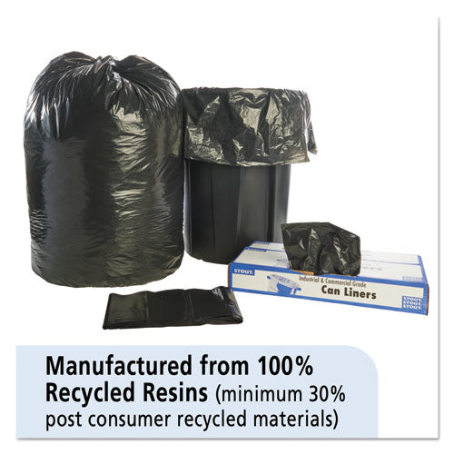 Total Recycled Content Plastic Trash Bags, 60 Gal, 1.5 Mil, 38