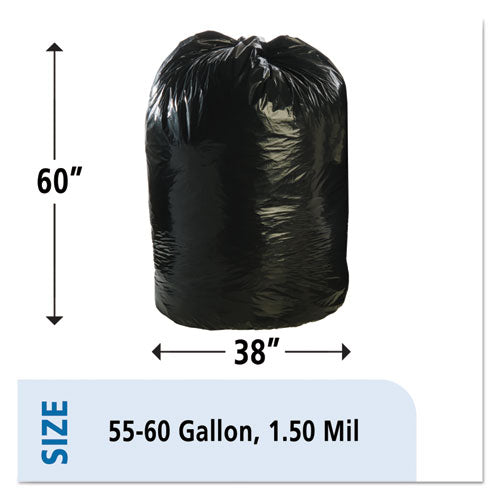 Total Recycled Content Plastic Trash Bags, 60 Gal, 1.5 Mil, 38