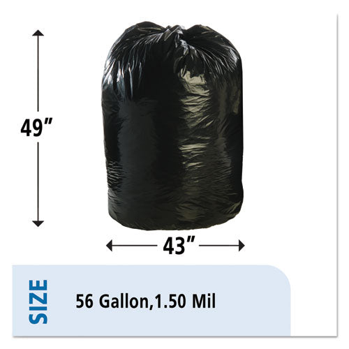 Total Recycled Content Plastic Trash Bags, 56 Gal, 1.5 Mil, 43