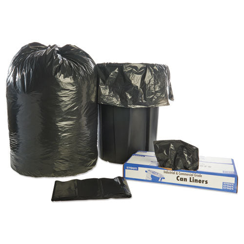 Total Recycled Content Plastic Trash Bags, 65 Gal, 1.5 Mil, 50