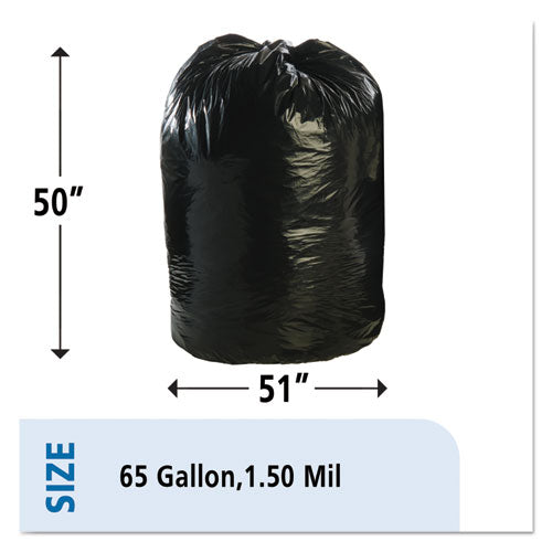 Total Recycled Content Plastic Trash Bags, 65 Gal, 1.5 Mil, 50