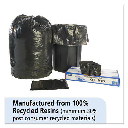 Total Recycled Content Plastic Trash Bags, 65 Gal, 1.5 Mil, 50