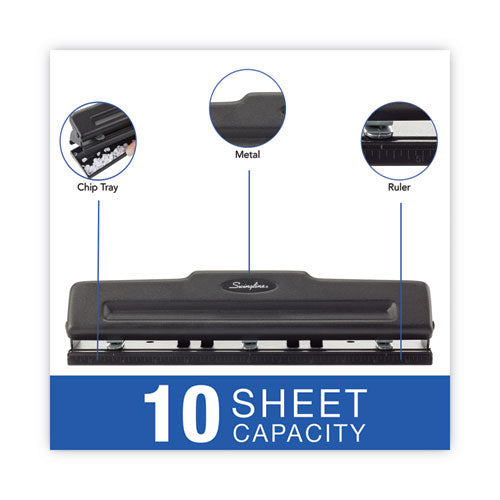 10-sheet Desktop Light-duty Two- To Three-hole Adjustable Punch, 9/32