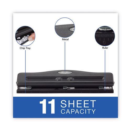 11-sheet Commercial Adjustable Desktop Two- To Three-hole Punch, 9/32